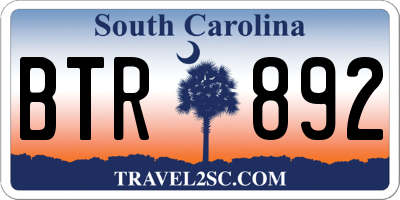SC license plate BTR892