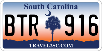 SC license plate BTR916