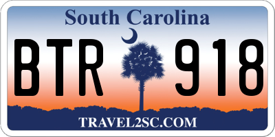 SC license plate BTR918