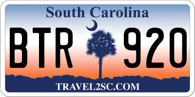 SC license plate BTR920