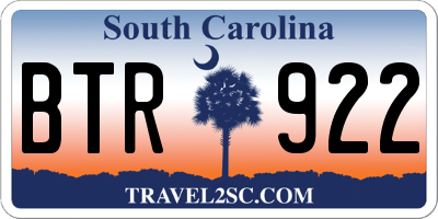 SC license plate BTR922
