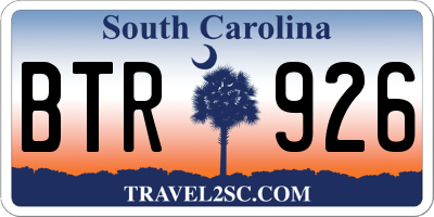 SC license plate BTR926