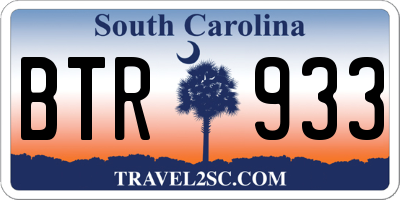 SC license plate BTR933