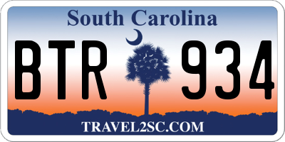 SC license plate BTR934
