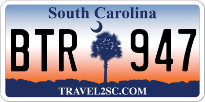 SC license plate BTR947