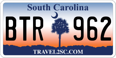 SC license plate BTR962
