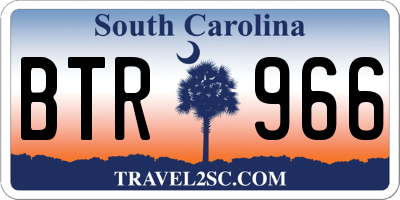 SC license plate BTR966