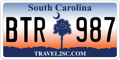SC license plate BTR987