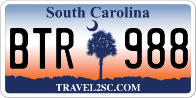 SC license plate BTR988