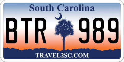 SC license plate BTR989