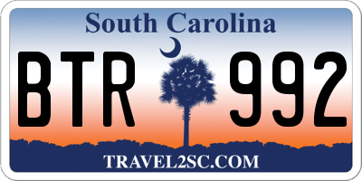 SC license plate BTR992