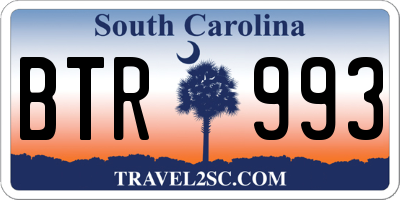 SC license plate BTR993