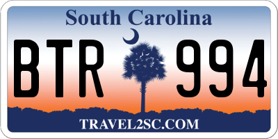 SC license plate BTR994