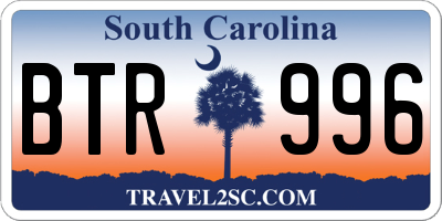 SC license plate BTR996