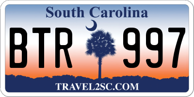 SC license plate BTR997