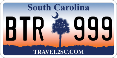 SC license plate BTR999