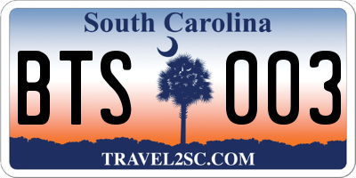 SC license plate BTS003