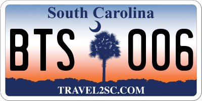 SC license plate BTS006