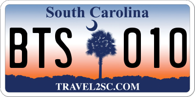SC license plate BTS010