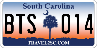 SC license plate BTS014