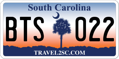 SC license plate BTS022
