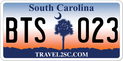 SC license plate BTS023