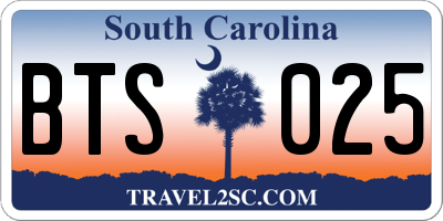 SC license plate BTS025