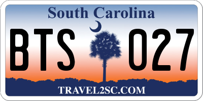 SC license plate BTS027