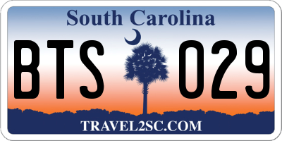 SC license plate BTS029