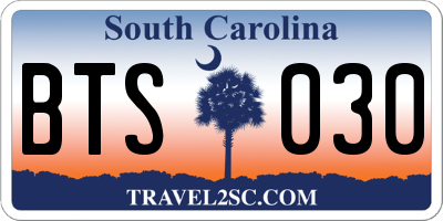 SC license plate BTS030