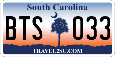 SC license plate BTS033