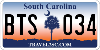 SC license plate BTS034