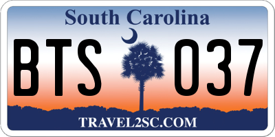 SC license plate BTS037