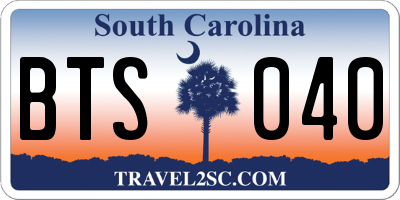 SC license plate BTS040