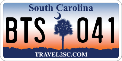 SC license plate BTS041
