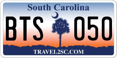 SC license plate BTS050