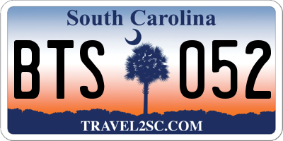 SC license plate BTS052
