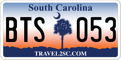 SC license plate BTS053