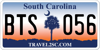SC license plate BTS056