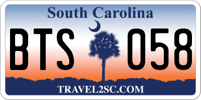 SC license plate BTS058