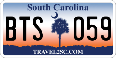 SC license plate BTS059