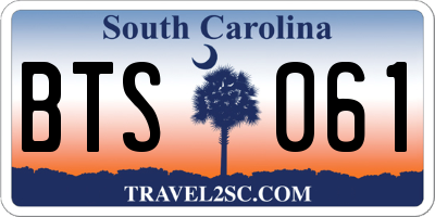 SC license plate BTS061