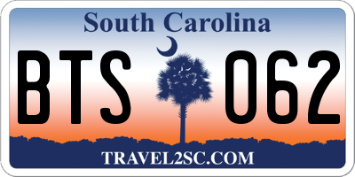SC license plate BTS062