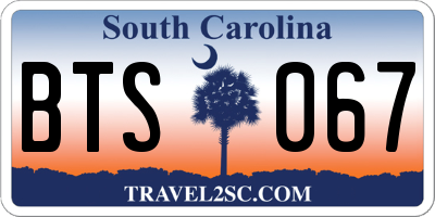 SC license plate BTS067