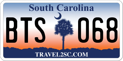 SC license plate BTS068