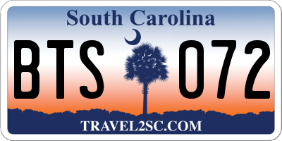 SC license plate BTS072