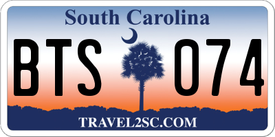 SC license plate BTS074