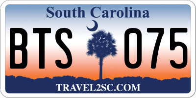 SC license plate BTS075