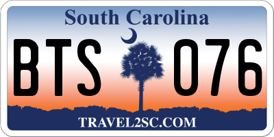 SC license plate BTS076