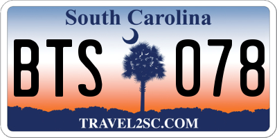 SC license plate BTS078